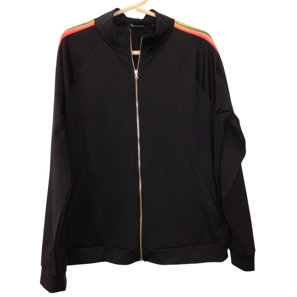 Soulgani Active L Large Black Chaos & Beauty Track Jacket Athletic Color Stripe